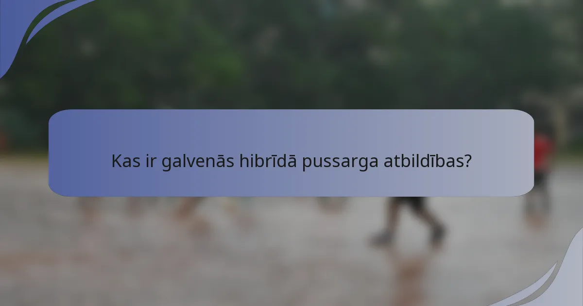 Kas ir galvenās hibrīdā pussarga atbildības?